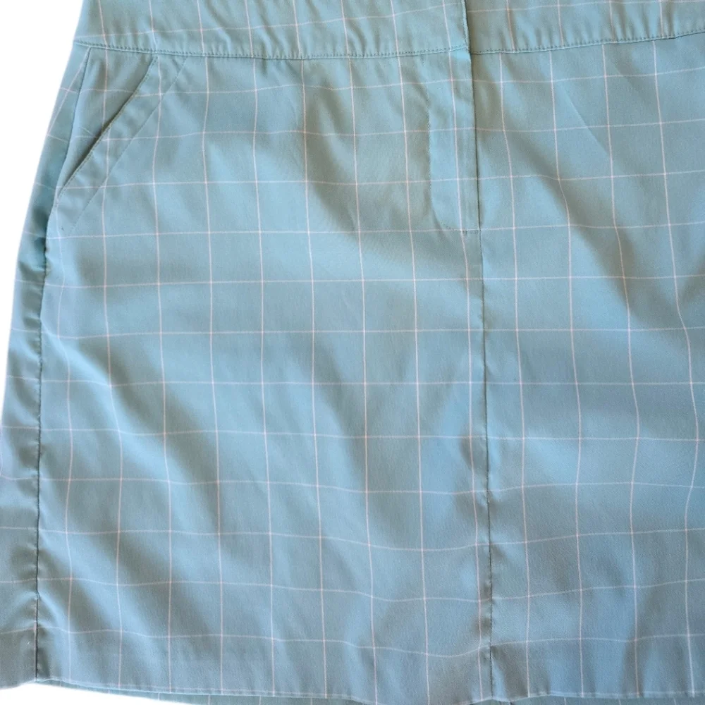 Izod Golf Light Blue Windowpane Skirt Shorts 16